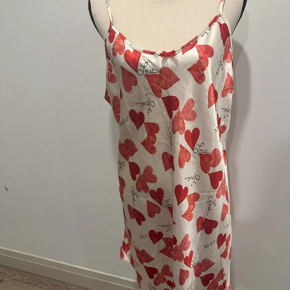 SOLD Secret Treasures Plus Lingerie Slip Dress Midi Heart XOXO Love L/XL - Picture 8 of 8